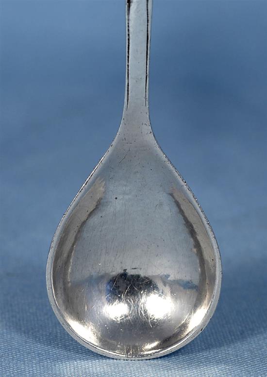 A George V Arts & Crafts cast planished silver spoon, by Omar Ramsden, Length 161mm Weight 1.9oz/61grms